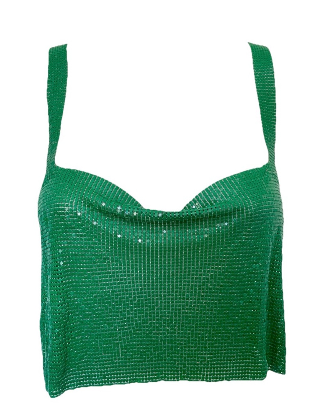 FOREVER 21 NWT Green CHAINMAIL Metal Mesh CROP TOP O/S